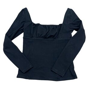 Black Long Sleeve Ruched Bust M Gothic Aesthetic Dark Coquette Witchy Romantic